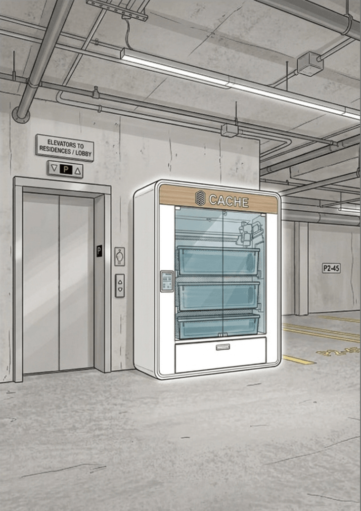 Cache on-site storage prototype unit